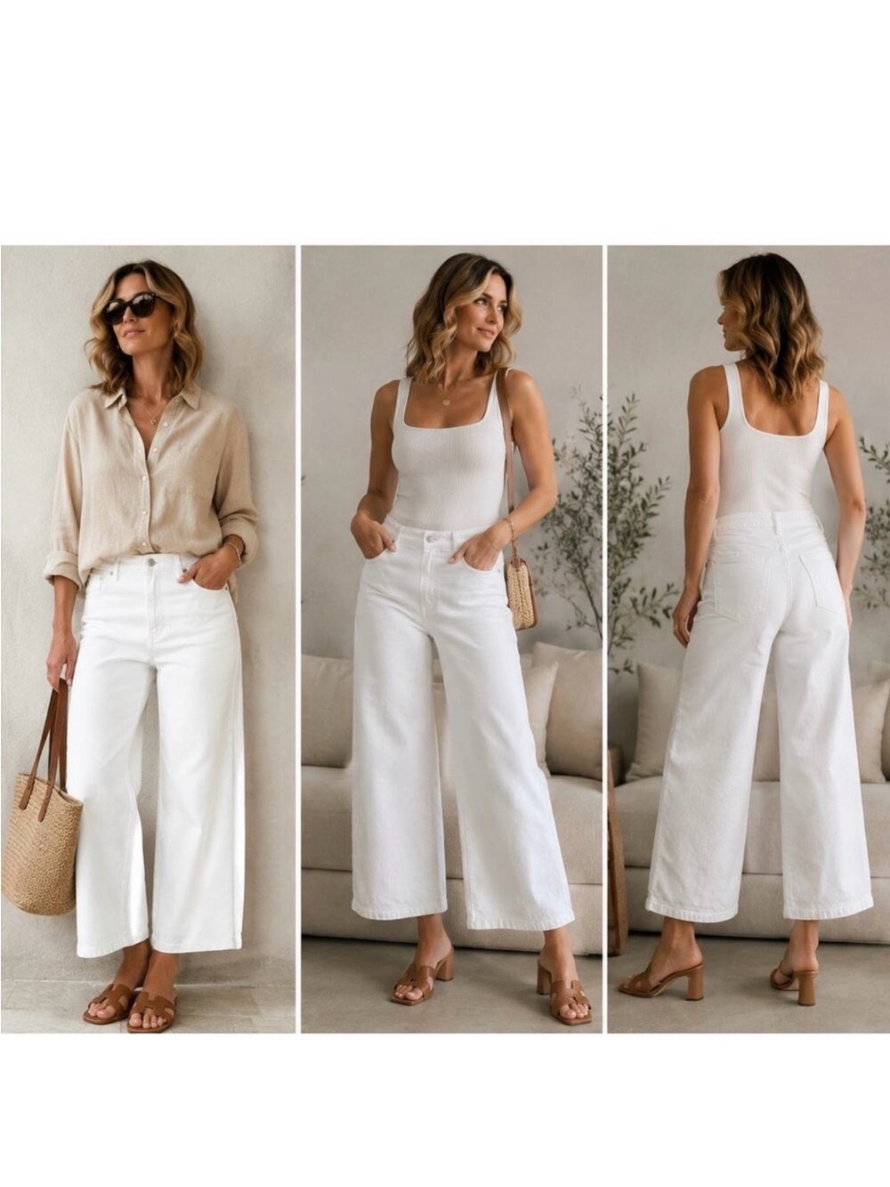 Banana Republic White High-Rise Wide-Leg Crop Jeans Sz 34 NWT